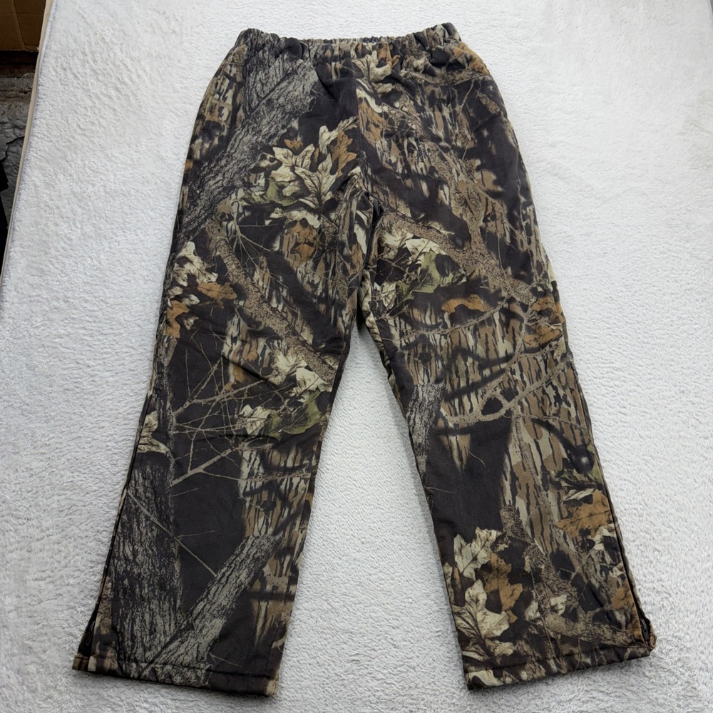 VTG Natural Habitat Mens Mossy Oak Camo Quilted Hunting Pants Made Canada Large